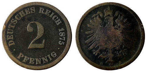 2 пфеннига 1875 «D» Германская империя