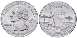 25 центов 2001 D США — Род-Айленд — Rhode Island UNC