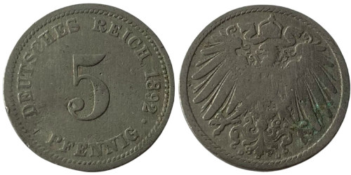 5 пфеннигов 1892 «D» Германская империя