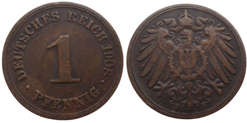 1 пфенниг 1908 «F» Германская империя