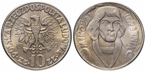 10 злотых 1965 Польша — Николай Коперник