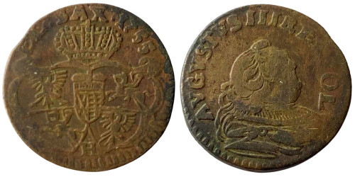 1 грош 1755 Польша — Отметка монетного двора «H» №3