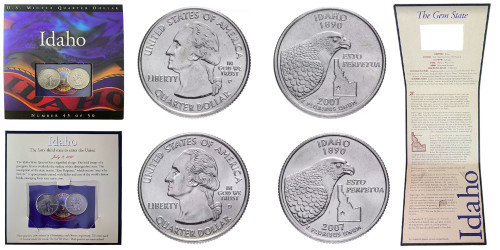 Набор из 2-ух монет 25 центов 2007 P,D США —  Айдахо — Idaho UNC