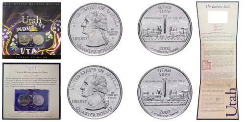 Набор из 2-ух монет 25 центов 2007 P,D США —  Юта — Utah UNC