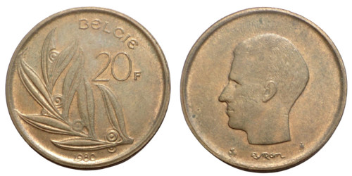20 франков 1980 Бельгия (VL)