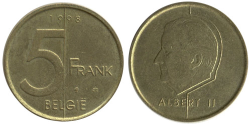 5 франков 1998 Бельгия (VL)