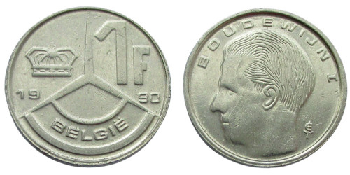 1 франк 1990 Бельгия (VL)