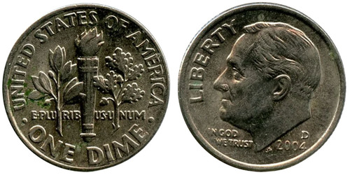 10 центов 2004 D США