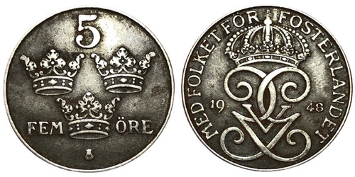 5 эре 1948 Швеция