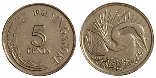 5 центов 1981 Сингапур — магнитная