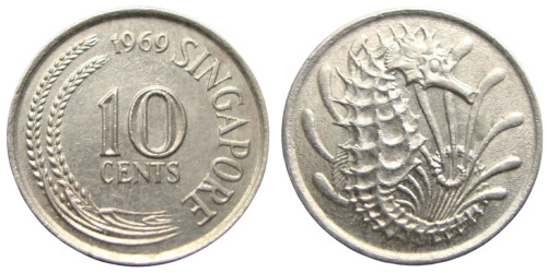 10 центов 1969 Сингапур