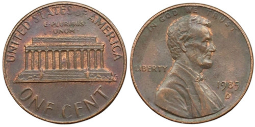 1 цент 1985 D США