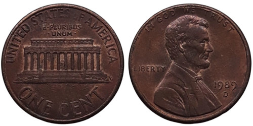 1 цент 1989 D США
