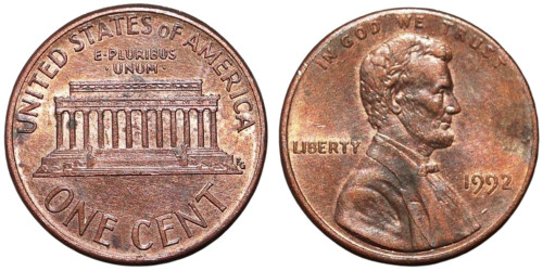 1 цент 1992 США