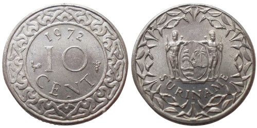 10 центов 1972 Суринам