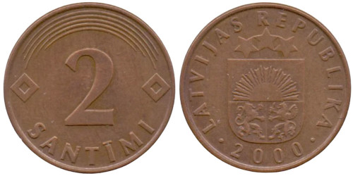 2 сантима 2000 Латвия