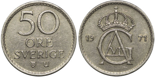 50 эре 1971 Швеция