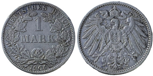 1 марка 1904 «A» Германия — серебро