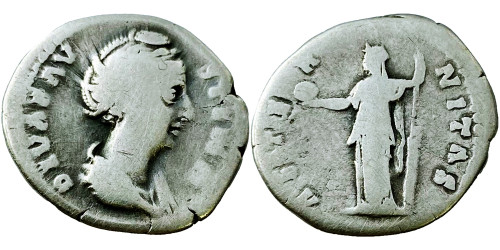 Денарий 100 — 141 г. н.е. — Фаустина I — серебро №4