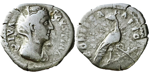 Денарий 100 — 141 г. н.е. — Фаустина I — серебро №5
