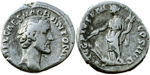 Денарий 138 — 161 г. н.е. — Антонин Пий — серебро №13