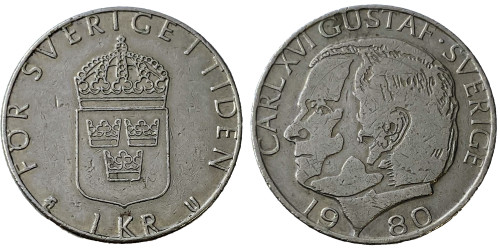 1 крона 1980 Швеция