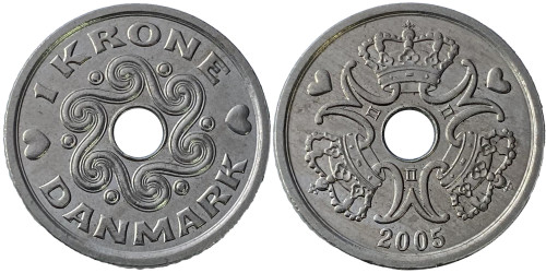 1 крона 2005 Дания