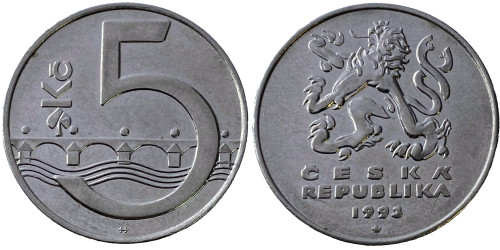 5 крон 1993 Чехия