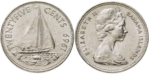 25 центов 1969 Багамские Острова