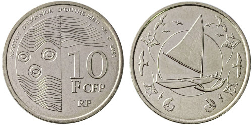 10 франков 2021 Французские тихоокеанские территории UNC