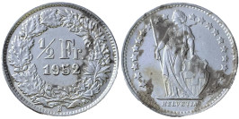 1/2 франка 1952 Швейцария 1/2 франка 1952 Швейцария