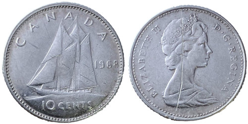 10 центов 1968 Канада — серебро