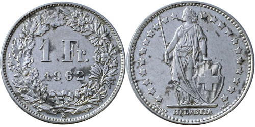 1 франк 1962 Швейцария — серебро
