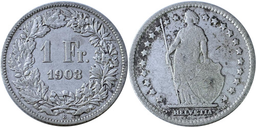 1 франк 1903 Швейцария — серебро