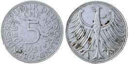 5 марок 1951 «F» Германия — серебро