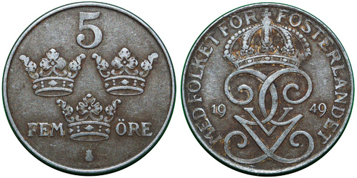 5 эре 1949 Швеция