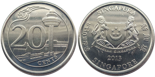 20 центов 2013 Сингапур UNC