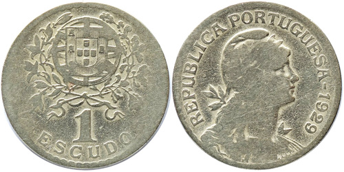 1 эскудо 1929 Португалия