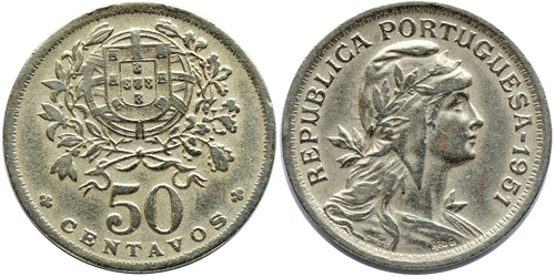 50 сентаво 1951 Португалия