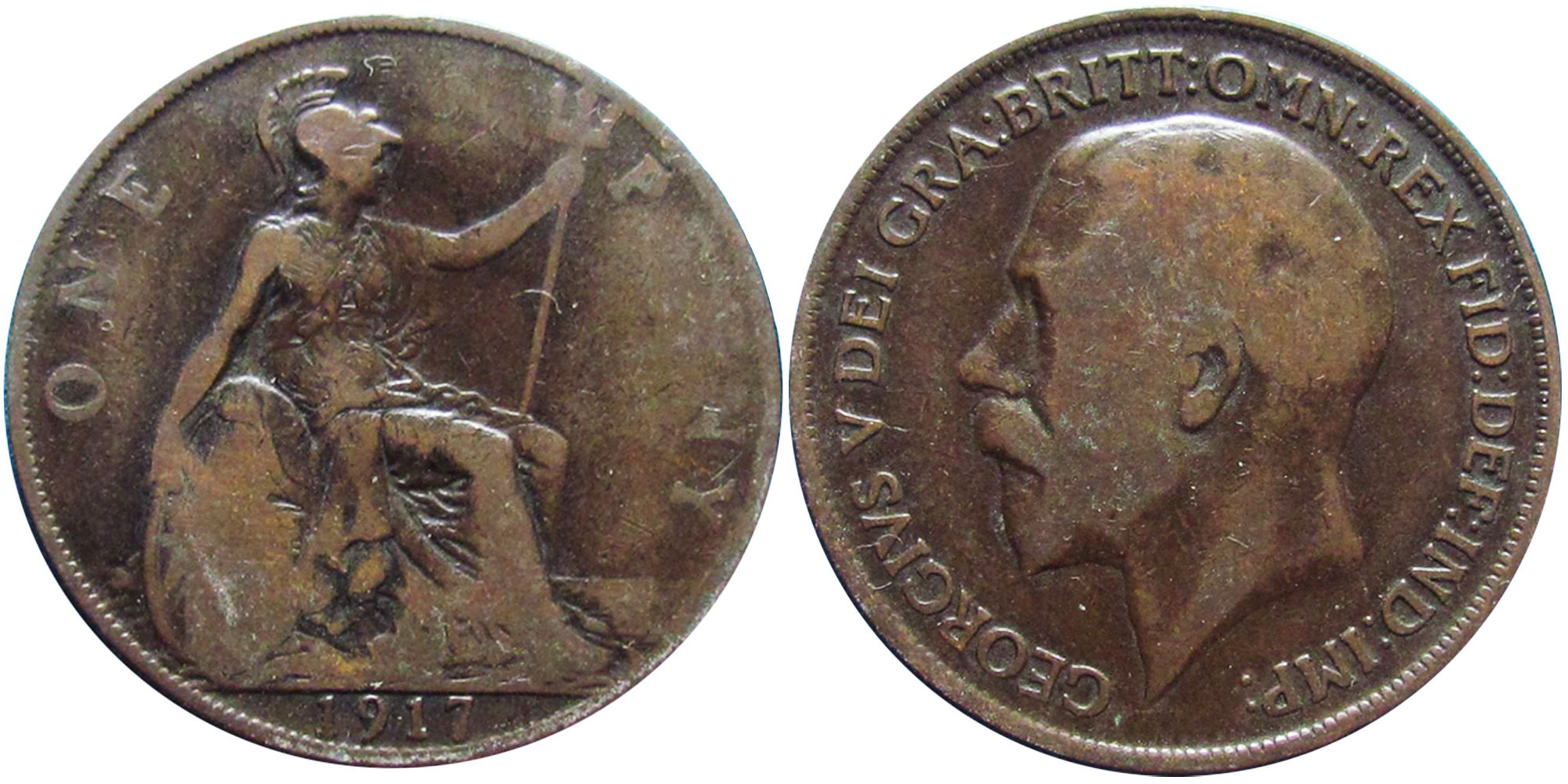1 пенни 1917 Великобритания