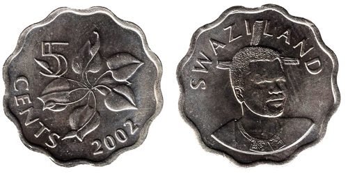 5 центов 2002 Свазиленд UNC