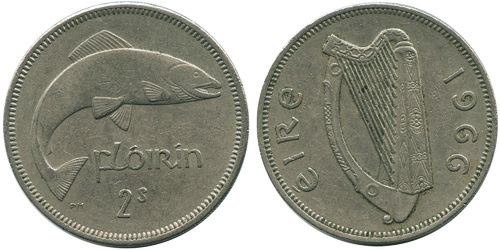 2 шиллинга (флорин) 1966 Ирландия