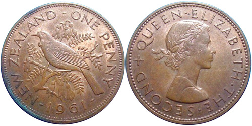 1 пенни 1961 Новая Зеландия