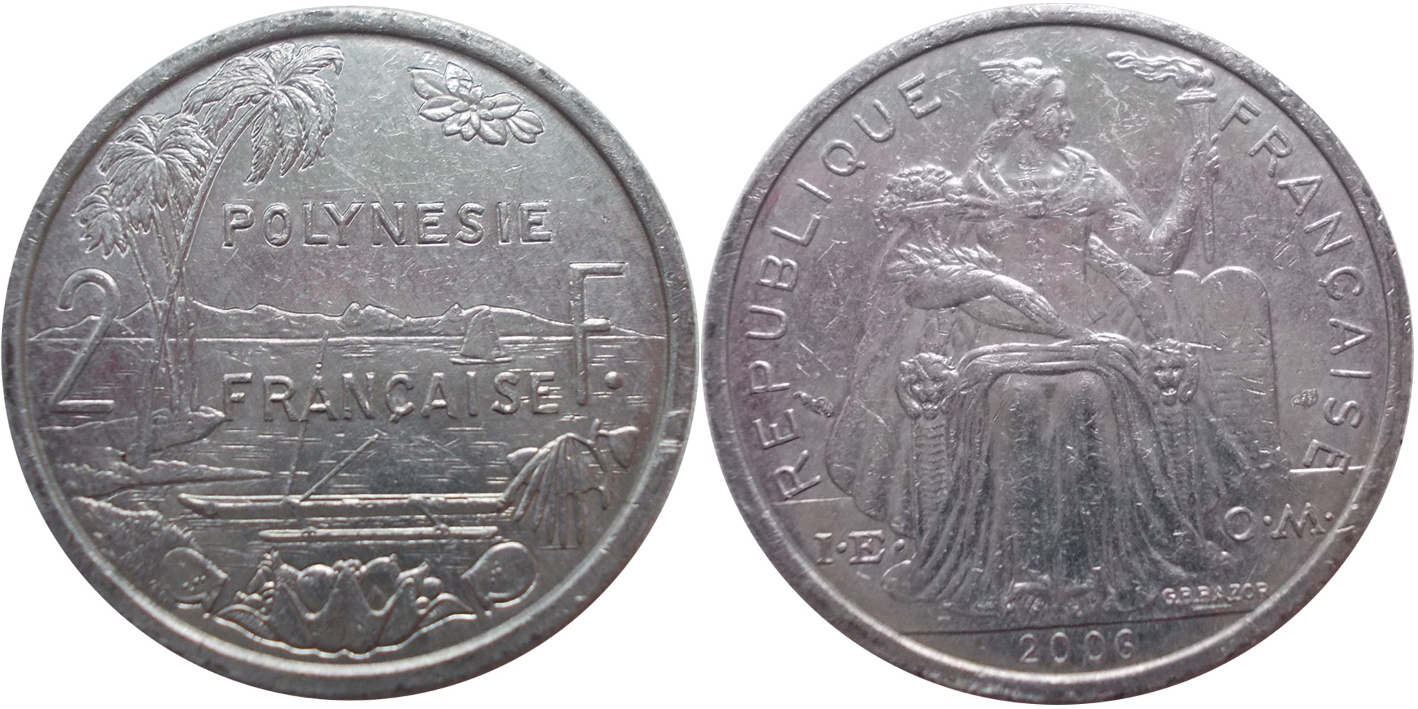 2 франк 2006 Французская Полинезия