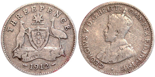 3 пенса 1912 Австралия — серебро