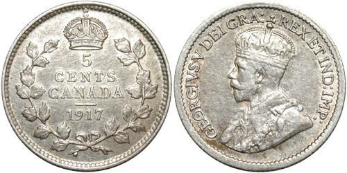 5 центов 1917 Канада — серебро